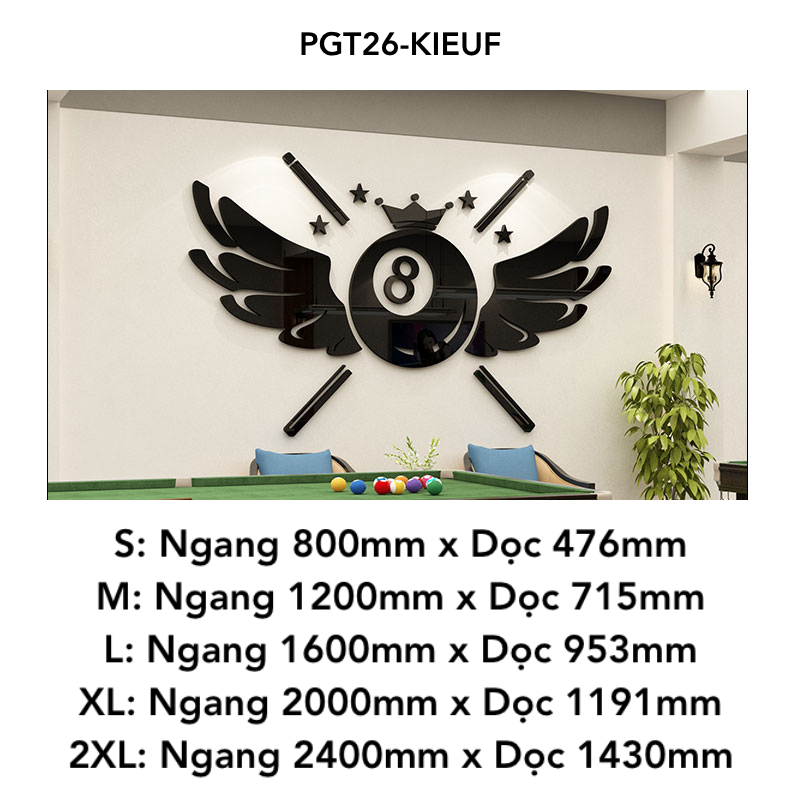 Tranh mica EPeBen dán tường nổi 3d hình Đôi Cánh decor trang trí Quán Bida, CLB Bida, billiard