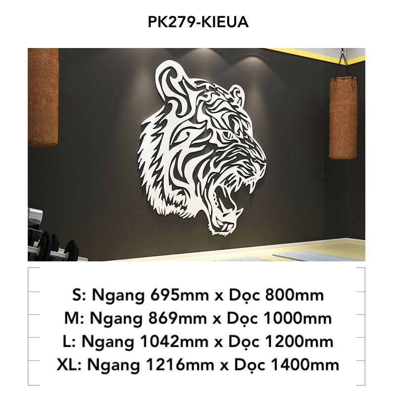 Tranh mica EPeBen dán tường nổi 3d hình Đầu Hổ Siêu Ngầu decor trang trí Phòng Ngủ, Phòng Khách