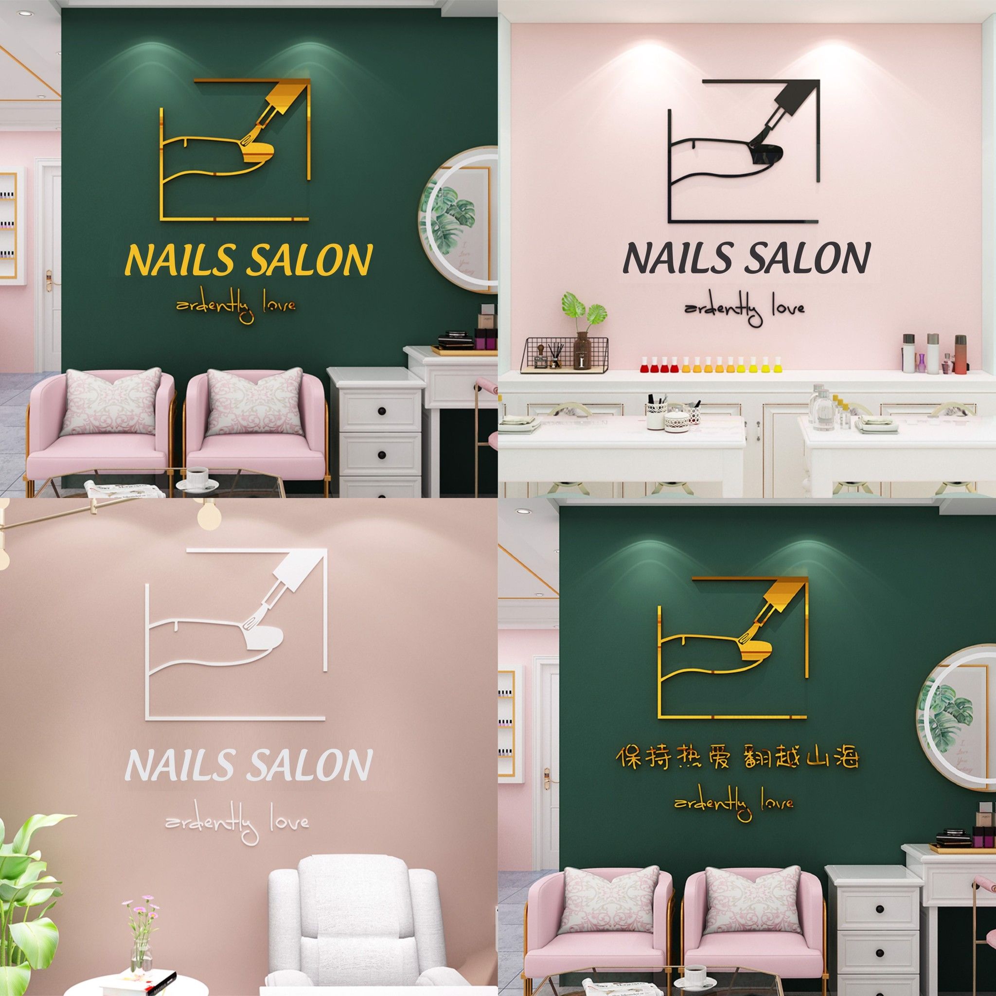 Tranh mica EPeBen dán tường nổi 3d hình ngón tay trang trí cửa hàng làm móng tay và lông mi, thẩm mỹ viện, salon, nail