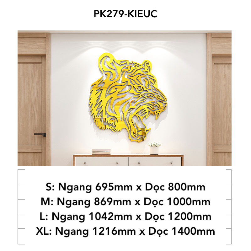 Tranh mica EPeBen dán tường nổi 3d hình Đầu Hổ Siêu Ngầu decor trang trí Phòng Ngủ, Phòng Khách