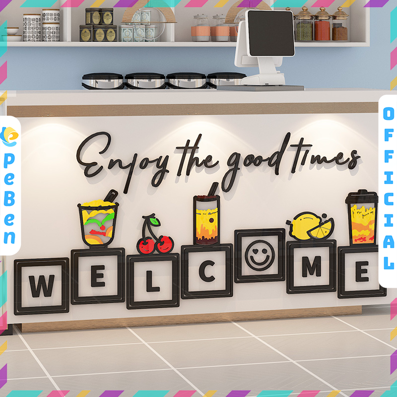 Tranh mica EPeBen dán tường nổi 3d hình Enjoy The Good Times decor trang trí Quán Trà Sữa, Quán Nước