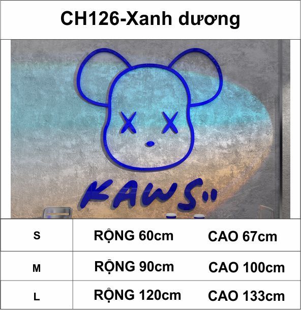 Tranh mica EPeBen dán tường nổi 3d hình mặt gấu Kaws Bearbrick ngầu, trang trí quán ăn, shop thời trang, spa làm đẹp