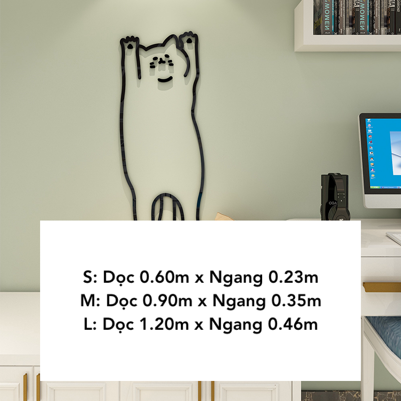 Tranh mica EPeBen dán tường nổi 3d hình Con Mèo Cào decor trang trí Phòng Ngủ, Dán Cửa