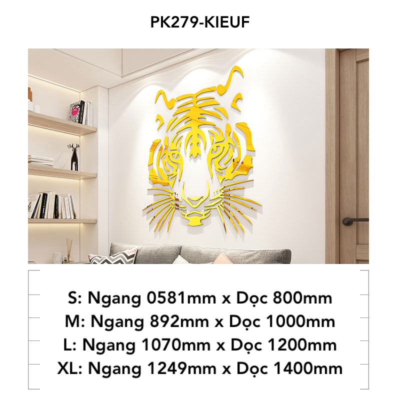 Tranh mica EPeBen dán tường nổi 3d hình Đầu Hổ Siêu Ngầu decor trang trí Phòng Ngủ, Phòng Khách
