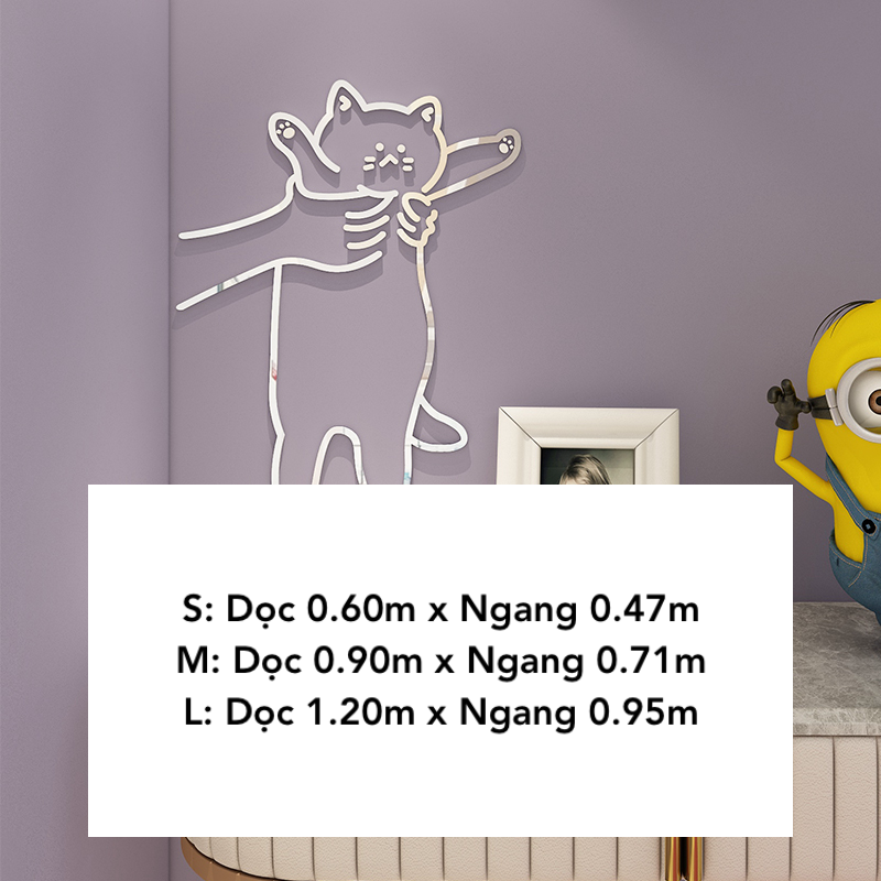 Tranh mica EPeBen dán tường nổi 3d hình Con Mèo Cào decor trang trí Phòng Ngủ, Dán Cửa