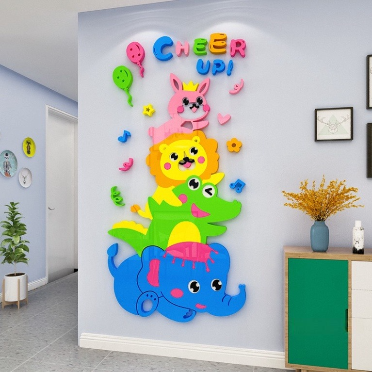 Tranh mica EPeBen dán tường nổi 3d hình Tình bạn muôn loài decor trang trí Phòng ngủ cho bé, Phòng khách, Mẫu giáo