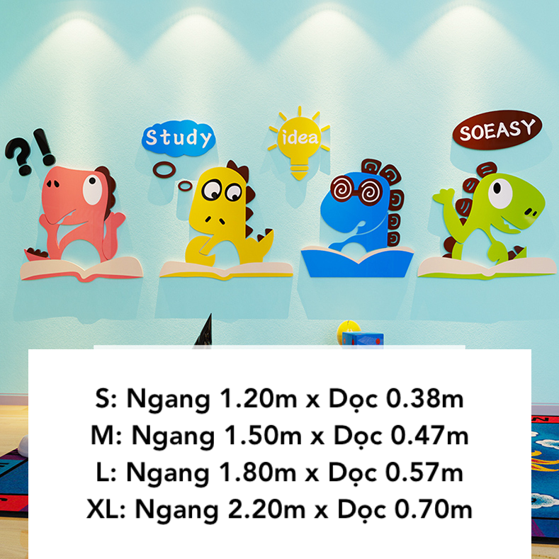 Tranh mica EPeBen dán tường nổi 3d hình Hoạt Hình Khủng Long decor trang trí Phòng Cho Bé, Mẫu Giáo