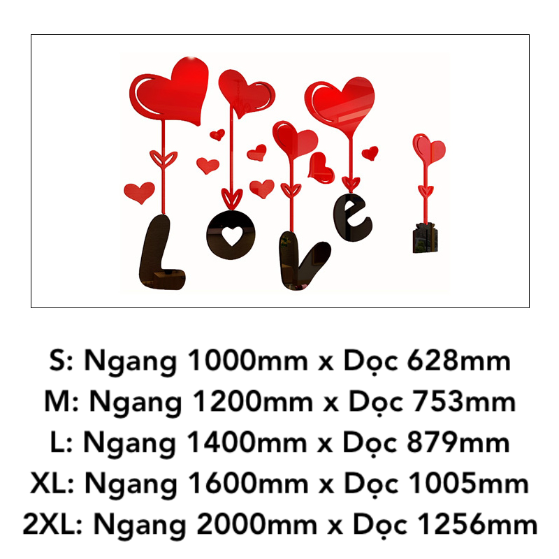 Tranh mica EPeBen dán tường nổi 3d hình Trái Tim Chữ Love decor trang trí Phòng Ngủ, Phòng Khách