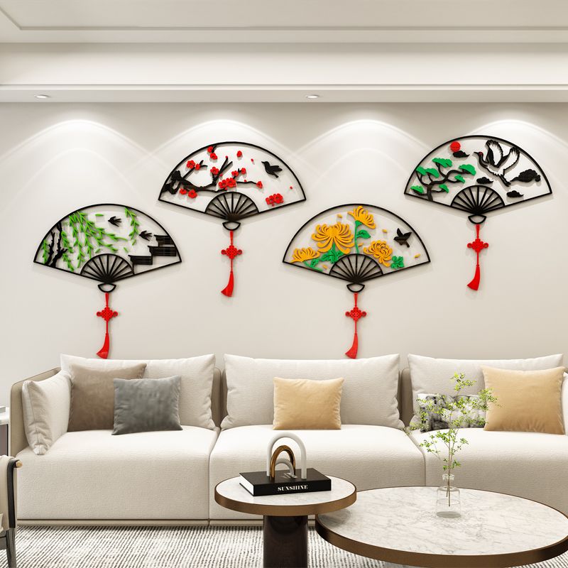 Tranh mica EPeBen dán tường nổi 3d hình Quạt Cây Tùng Cúc Trúc Đào decor trang trí Phòng ngủ, Phòng khách, Nhà cửa