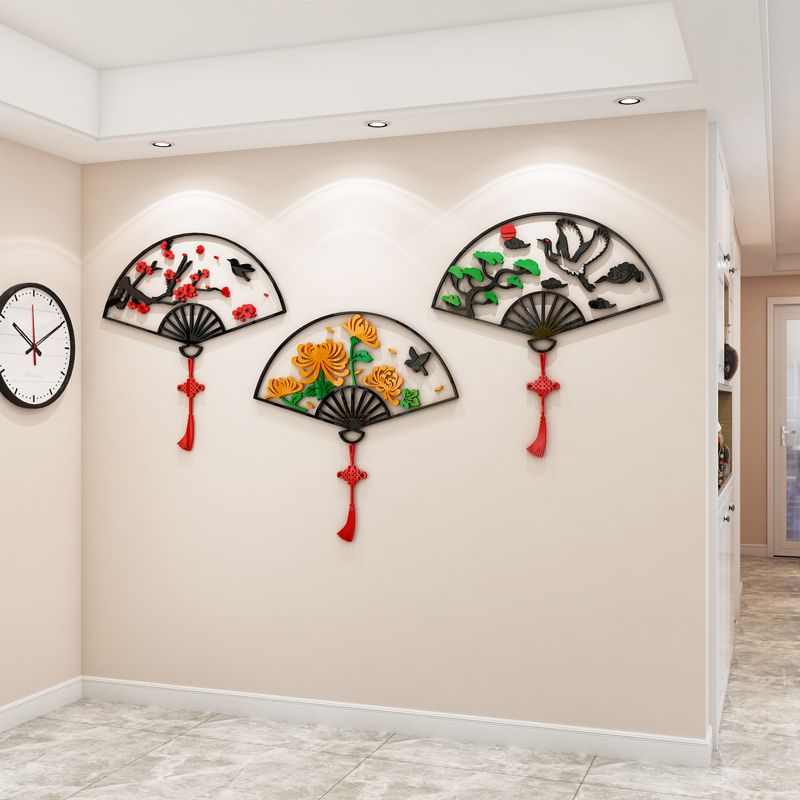 Tranh mica EPeBen dán tường nổi 3d hình Quạt Cây Tùng Cúc Trúc Đào decor trang trí Phòng ngủ, Phòng khách, Nhà cửa