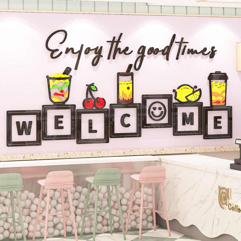 Tranh mica EPeBen dán tường nổi 3d hình Enjoy The Good Times decor trang trí Quán Trà Sữa, Quán Nước