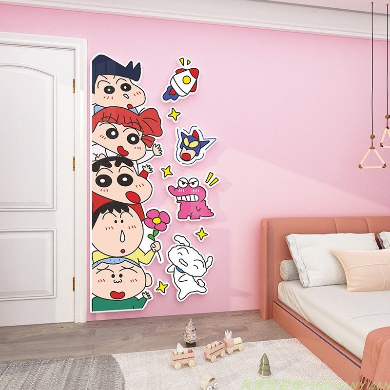 Tranh Fomex EPeBen dán tường nổi 3d Hình Shin và những người bạn decor trang trí Phòng cho bé, Phòng ngủ, Mẫu giáo