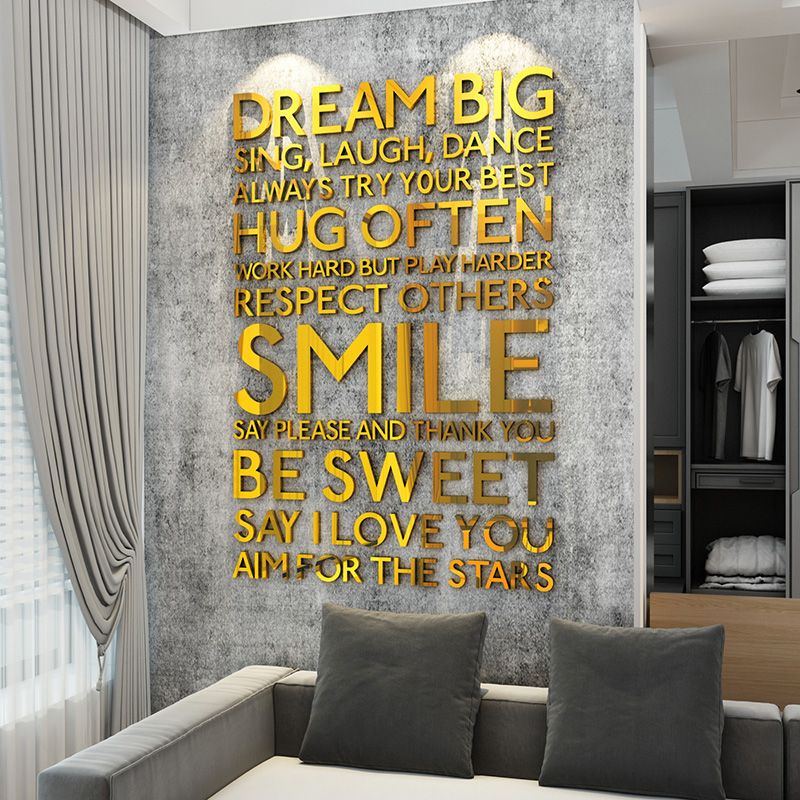Tranh mica EPeBen dán tường nổi 3d hình Chữ DREAM BIG, SMILE Khẩu hiệu tạo động lực trang trí Văn Phòng, Phòng Làm Việc