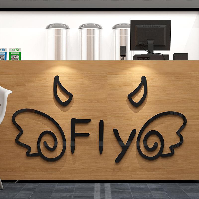 Tranh mica EPeBen dán tường nổi 3d hình Đôi Cánh Fly decor trang trí Quán Trà Sữa, Trà Chanh