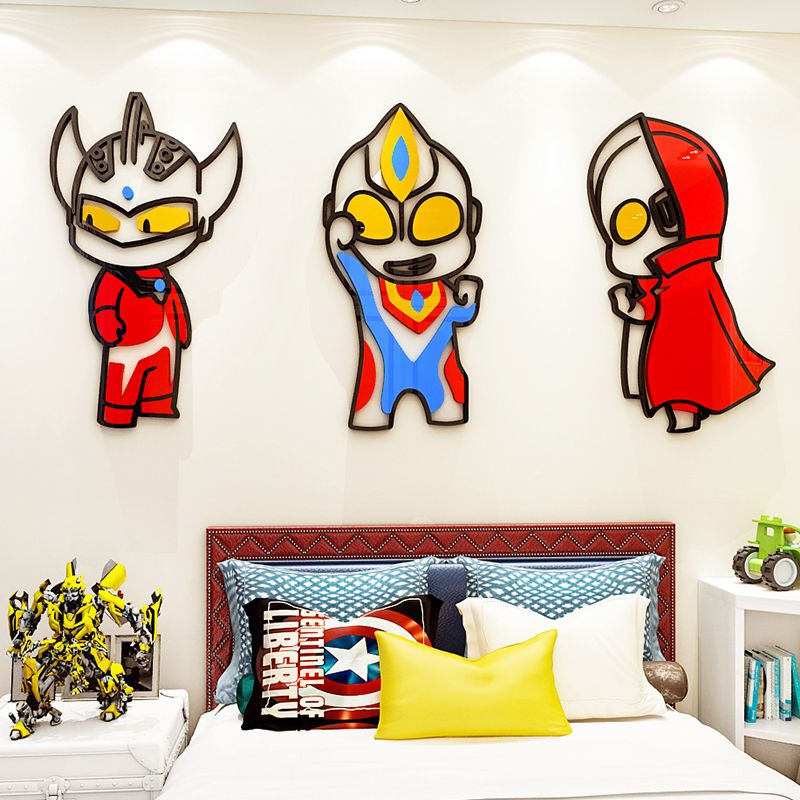 Tranh mica EPeBen dán tường nổi 3d hình Ultra man chibi decor trang trí Phòng cho bé, Phòng ngủ, Phòng khách, Mẫu giáo