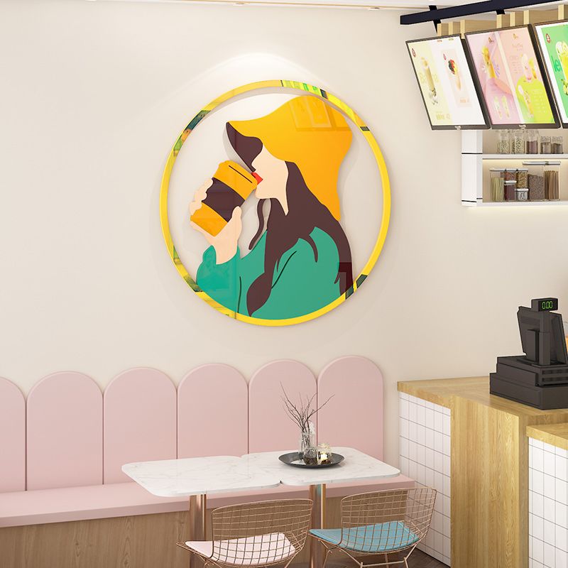 Tranh mica EPeBen dán tường nổi 3d Hình cô gái sành điệu decor trang trí Phòng ngủ, Shop Thời Trang, Quán Trà Sữa