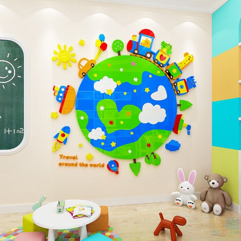 Tranh mica EPeBen dán tường nổi 3d hình Hình Trái Đất decor trang trí Hành Tinh Xanh, Quả Địa Cầu, Travel du lịch