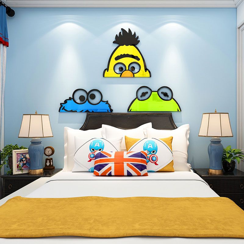 Tranh mica EPeBen dán tường nổi 3d hình Sesame Street decor trang trí Phòng ngủ cho bé, Lớp Học Mẫu giáo, Khu Vui Chơi