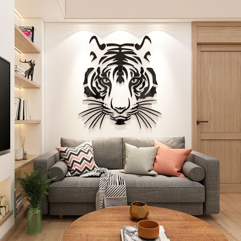 Tranh mica EPeBen dán tường nổi 3d hình Đầu Hổ Siêu Ngầu decor trang trí Phòng Ngủ, Phòng Khách