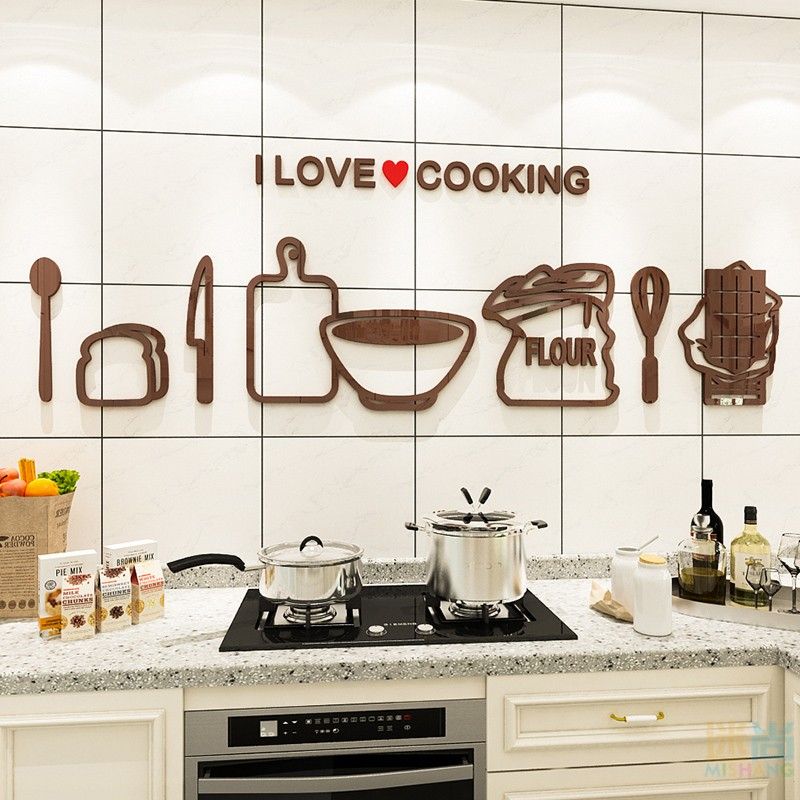 Tranh mica EPeBen dán tường nổi 3d hình I Love Cooking good time nice day decor trang trí Phòng Bếp, Phòng Ăn