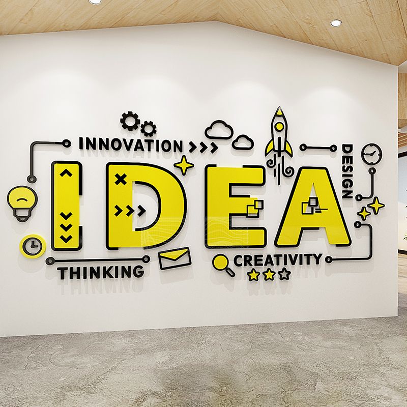 Tranh mica EPeBen dán tường nổi 3d hình Khẩu Hiệu khởi nghiệp ý tưởng start up idea decor trang trí Văn Phòng, Công Ty