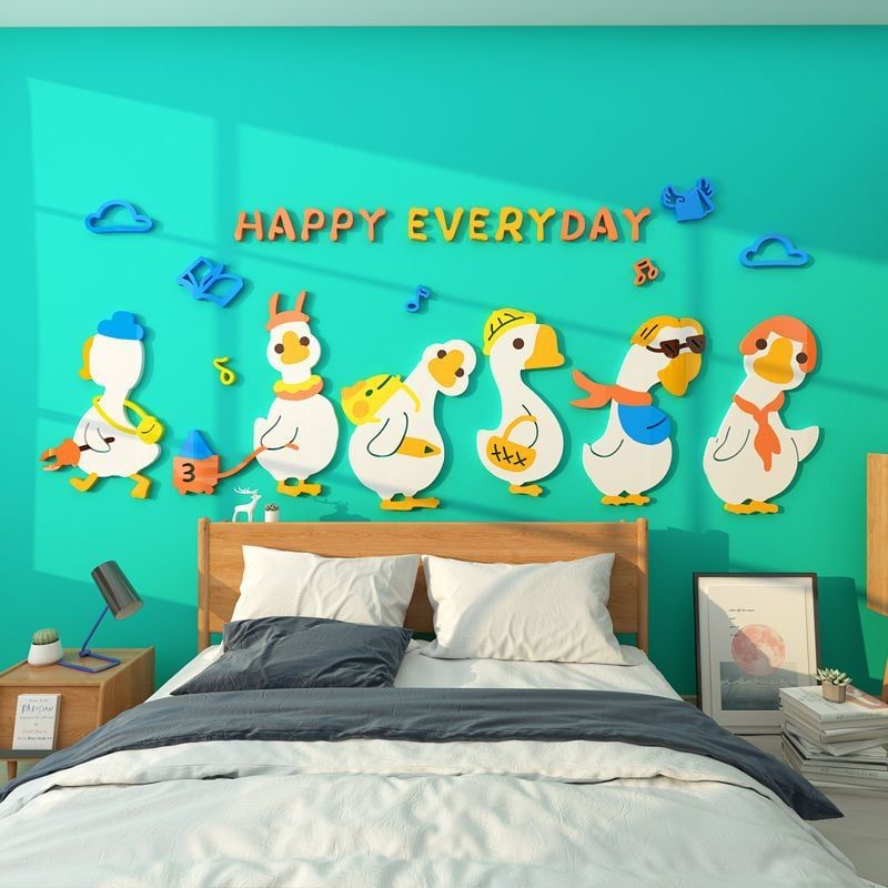 Tranh mica EPeBen dán tường nổi 3d hình Vịt Nhỏ Đáng Yêu decor trang trí Phòng ngủ cho bé, Phòng khách, Lớp Học Mẫu giáo