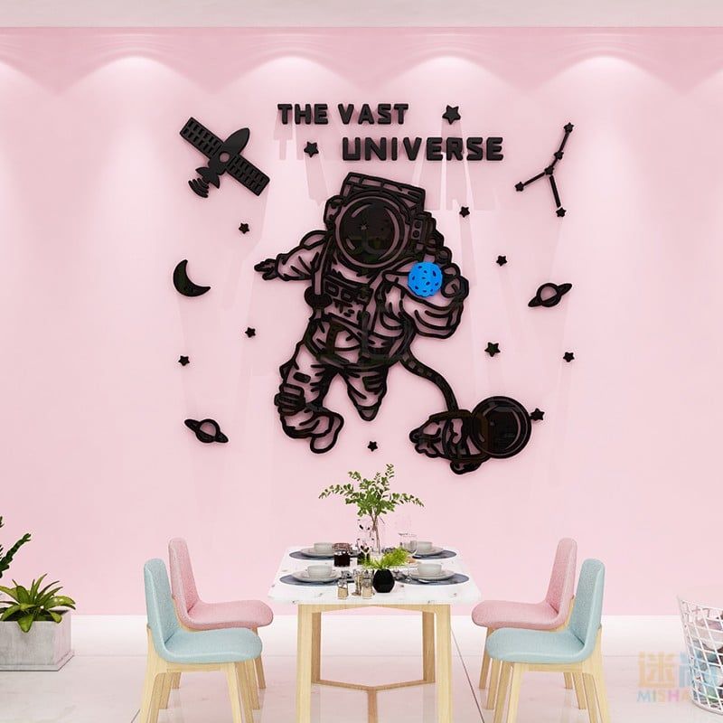 Tranh mica EPeBen dán tường nổi 3d hình phi hành gia decor trang trí Cửa hàng, Phòng cho bé, Phòng ngủ, Mẫu giáo