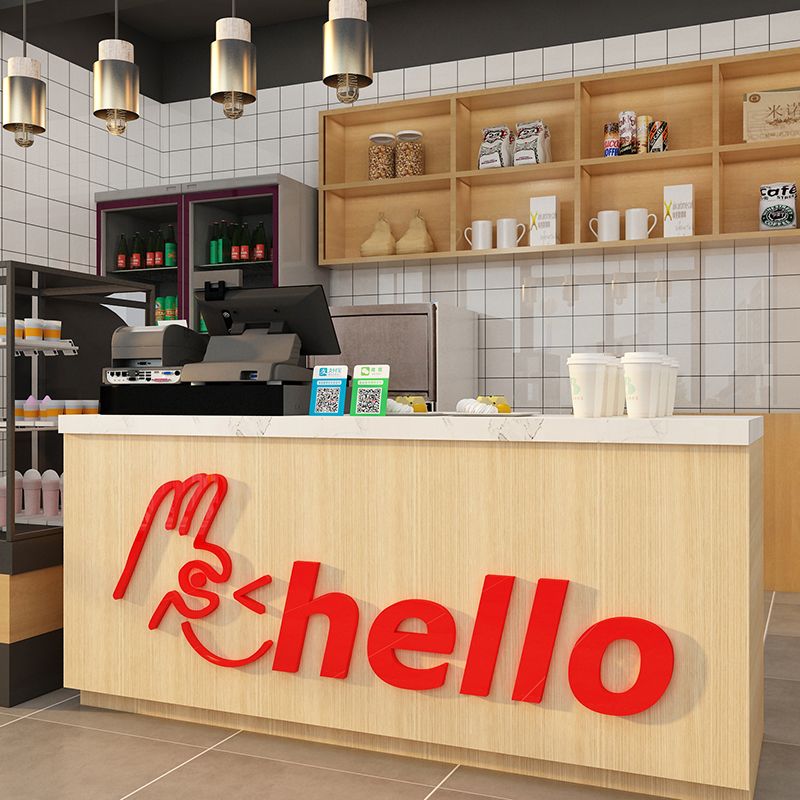 Tranh mica EPeBen dán tường nổi 3d hình Hello Ok decor trang trí Dán Quầy Thu Ngân, Cửa Hàng