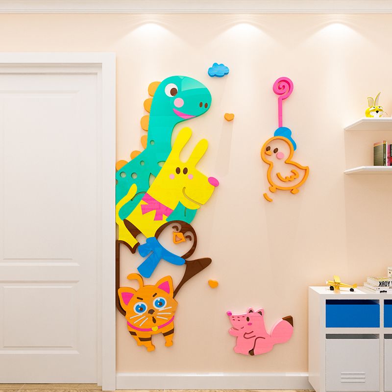 Tranh mica EPeBen dán tường nổi 3d hình Thế giới động vật vui nhộn decor trang trí Phòng cho bé, Phòng ngủ, Mẫu giáo