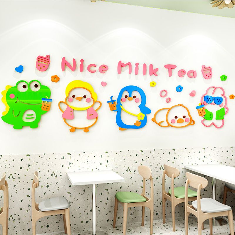 Tranh mica EPeBen dán tường nổi 3d hình Nice Milk Tea decor trang trí Quán Trà Sữa, Quán Nước