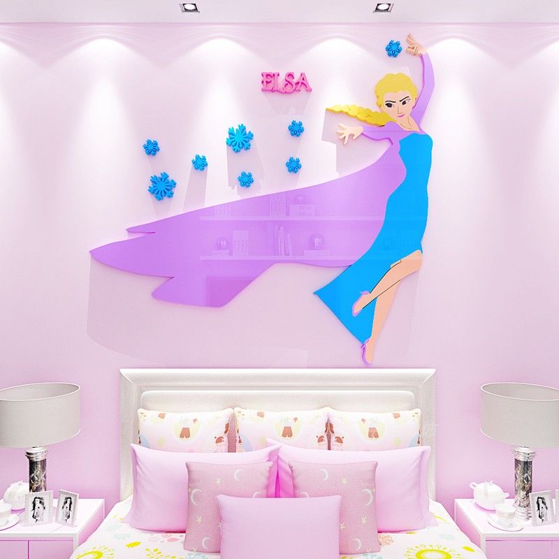 Tranh mica EPeBen dán tường nổi 3d hình công chúa Elsa, Sofia decor trang trí Phòng ngủ cho bé, Phòng học, Mẫu giáo