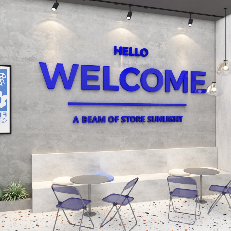 Tranh mica EPeBen dán tường nổi 3d hình Welcome Dán Quầy Thu Ngân decor trang trí Cửa Hàng, Quán Cafe
