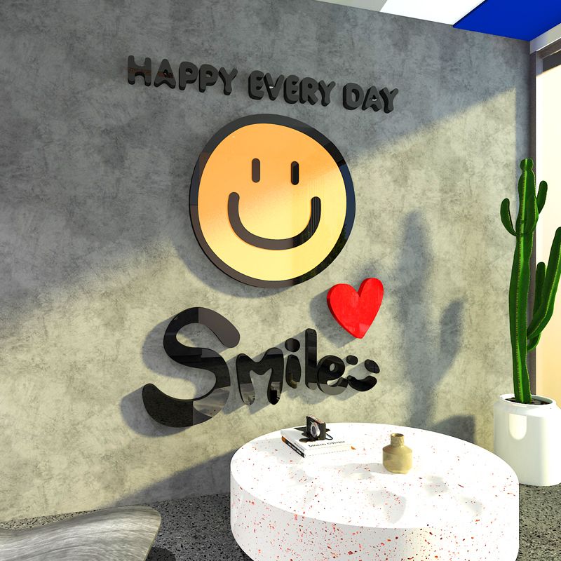 Tranh mica EPeBen dán tường nổi 3d hình Smile Happy Every Day decor trang trí Cửa Hàng, Quán Café, Shop Thời Trang