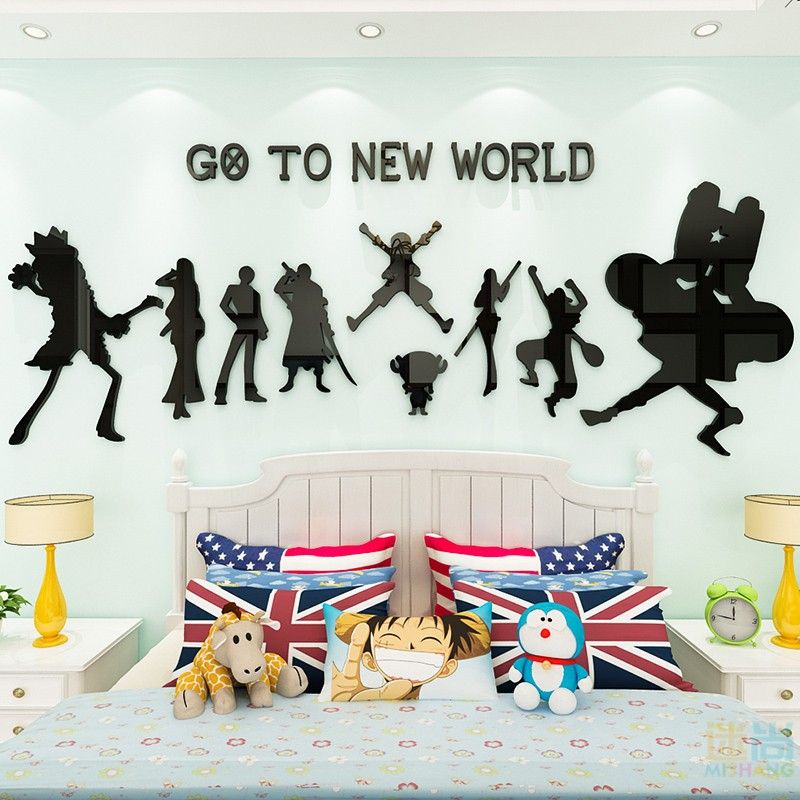 Tranh mica EPeBen dán tường nổi 3d hình Thế giới one piece decor trang trí Phòng ngủ, Mầm non, Phòng Game Thủ