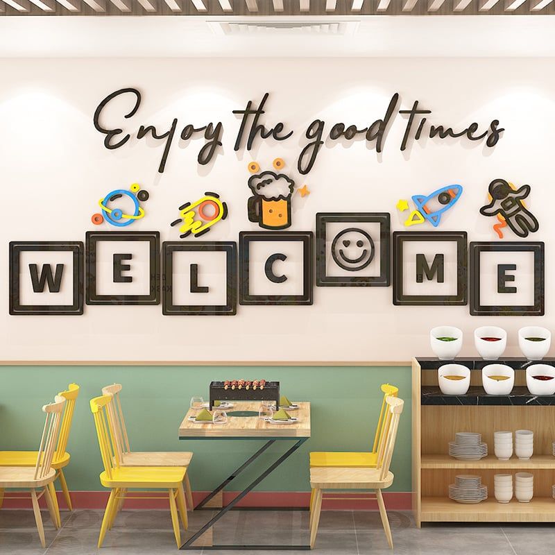 Tranh mica EPeBen dán tường nổi 3d hình Enjoy The Good Times decor trang trí Quán Trà Sữa, Quán Nước