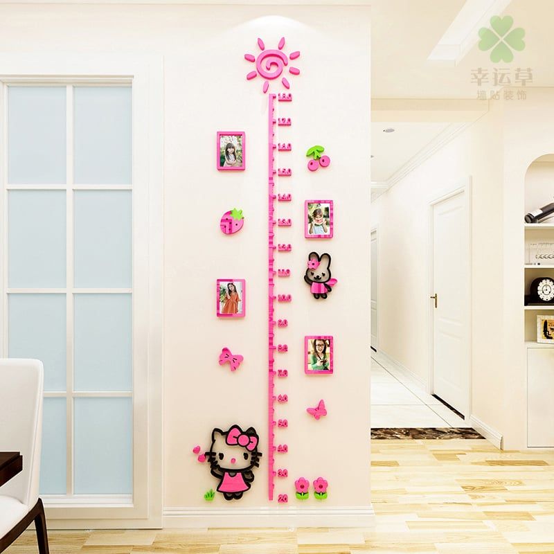 Tranh mica EPeBen dán tường nổi 3d Thước Đo Chiều Cao Hello Kitty decor trang trí Phòng ngủ cho bé, Lớp Học Mẫu giáo