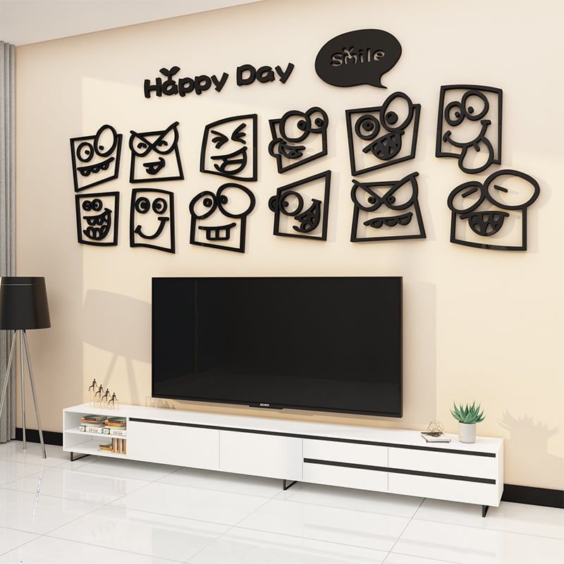 Tranh mica EPeBen dán tường nổi 3d hình Happy Day decor trang trí Quán Cafe, Trà Sữa