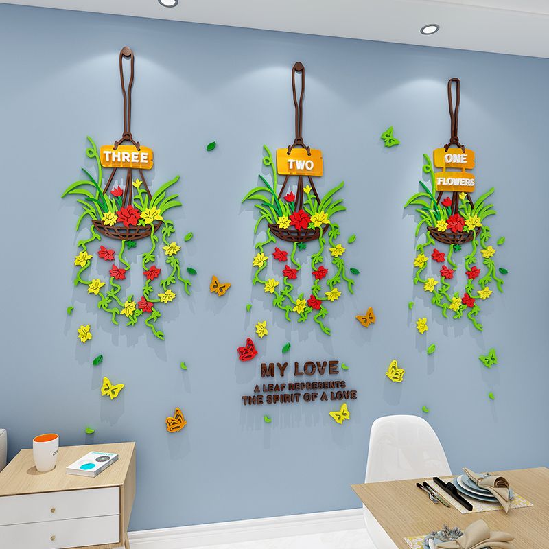 Tranh mica EPeBen dán tường nổi 3d hình Vườn hoa trong nhà decor trang trí Phòng khách, Cửa hàng, Phòng làm việc