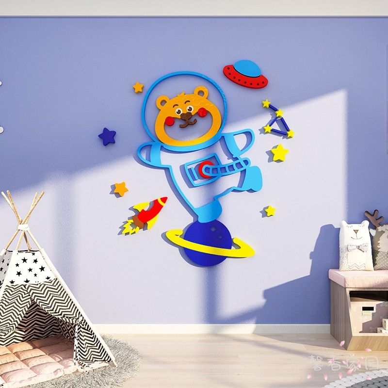 Tranh mica EPeBen dán tường nổi 3d hình Động vật phi hành decor trang trí Phòng cho bé, Phòng ngủ, Mẫu giáo