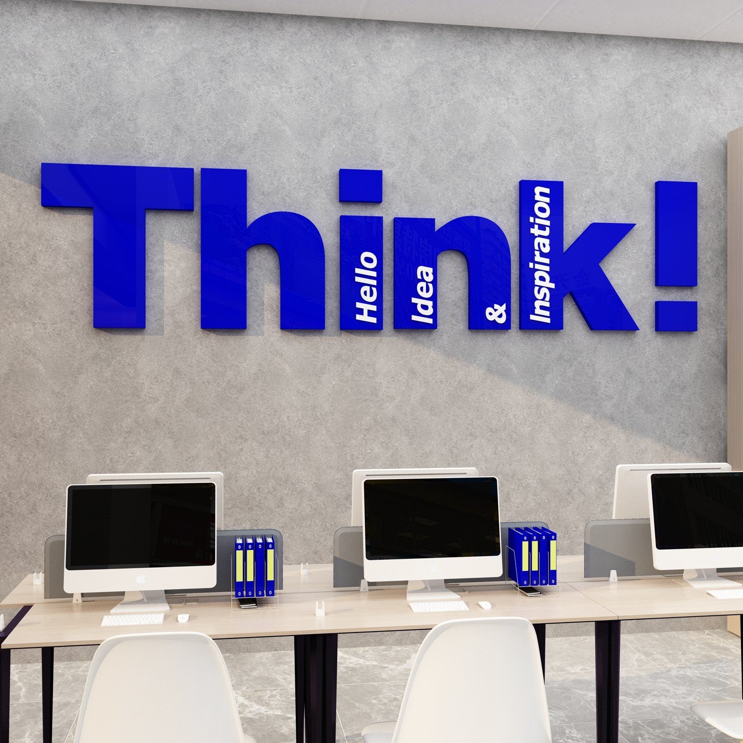 Tranh mica EPeBen dán tường nổi 3d hình Chữ Think Hello Idea decor trang trí Phòng Làm Việc, Phòng Gym, Phòng Học