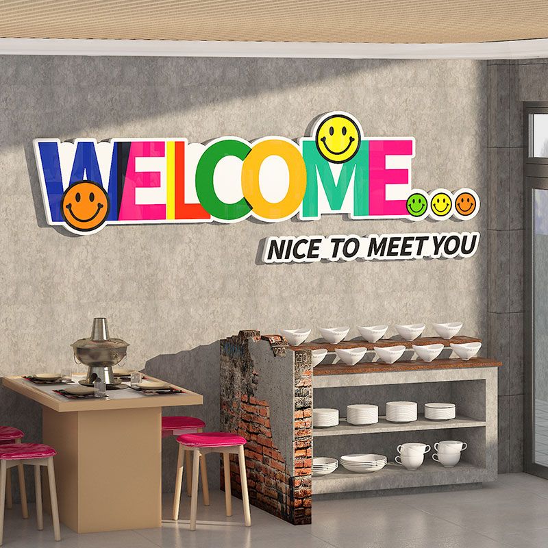 Tranh Fomex EPeBen dán tường nổi 3d Hình Welcome Decor Trang Trí Quán Trà Sữa, Quán Cà Phê, Nhà Hàng, Quán Ăn