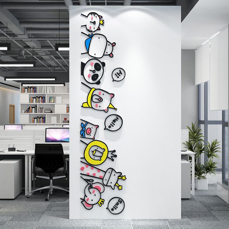 Tranh mica EPeBen dán tường nổi 3d hình con vật thú nghiêng đầu Hi Hello decor trang trí Phòng Cho Bé, Phòng Làm Việc
