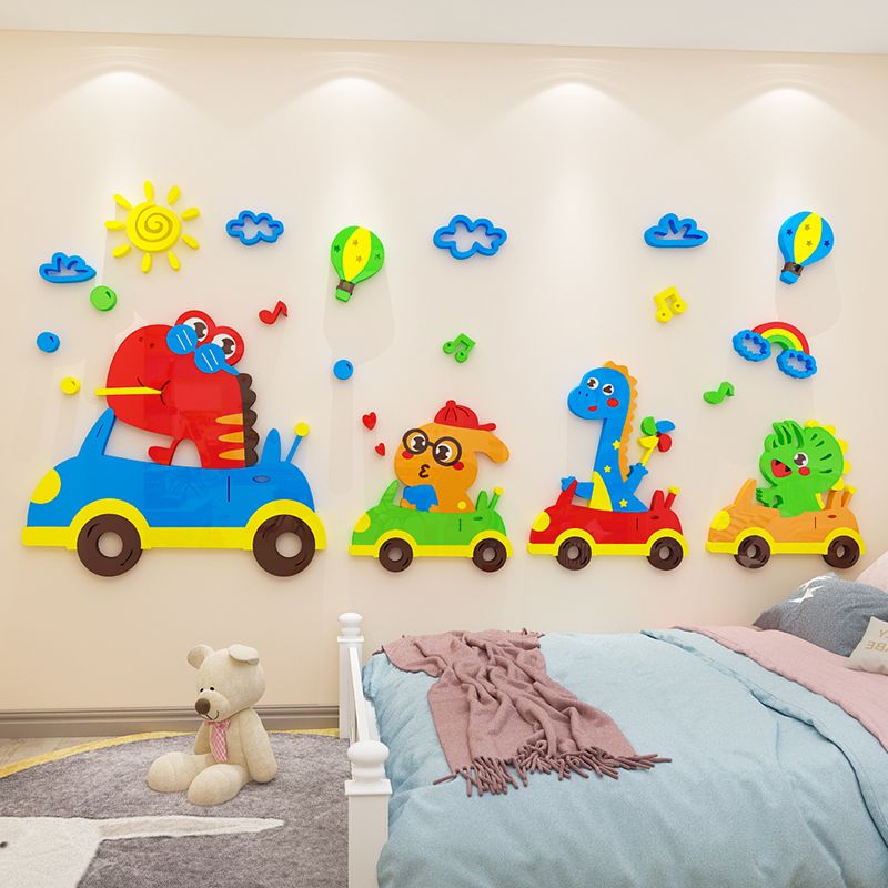 Tranh mica EPeBen dán tường nổi 3d hình Hành trình của khủng long decor trang trí Phòng ngủ cho bé, Lớp Học Mẫu giáo