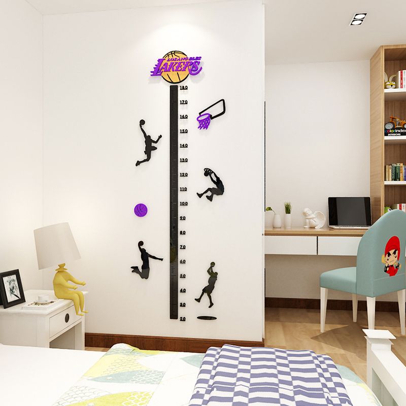 Tranh mica EPeBen dán tường nổi 3d Thước Đo Chiều Cao hình bóng rổ decor trang trí Phòng ngủ cho bé, Lớp Học Mẫu giáo