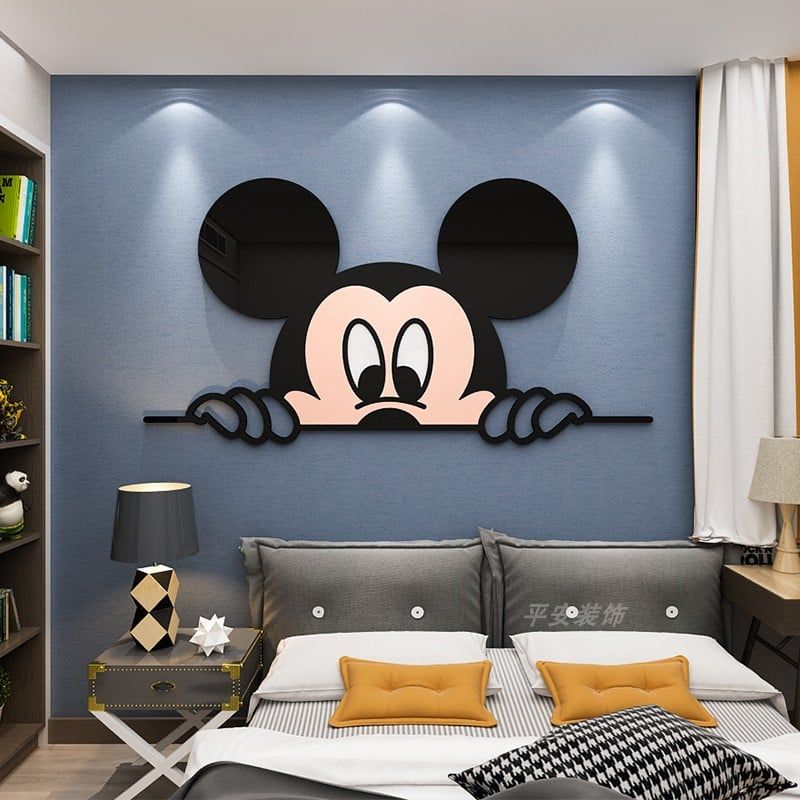Tranh mica EPeBen dán tường nổi 3d hình dán Micky Mouse, Hello Kitty decor trang trí Phòng ngủ, Phòng học cho bé