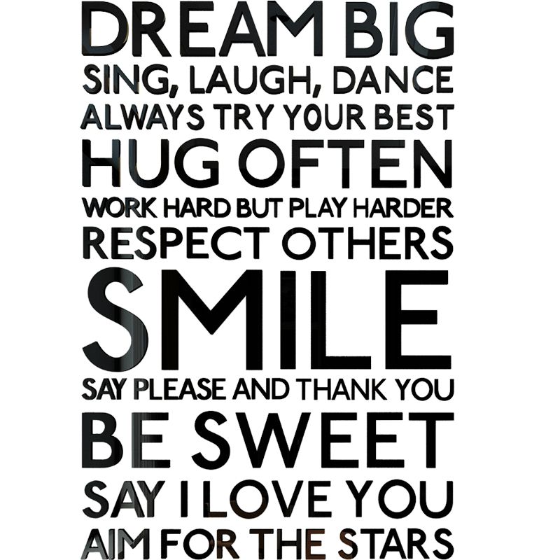 Tranh mica EPeBen dán tường nổi 3d hình Chữ DREAM BIG, SMILE Khẩu hiệu tạo động lực trang trí Văn Phòng, Phòng Làm Việc