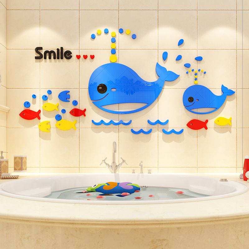 Tranh mica EPeBen dán tường nổi 3d Những chú cá voi trang trí Phòng cho bé, Phòng ngủ