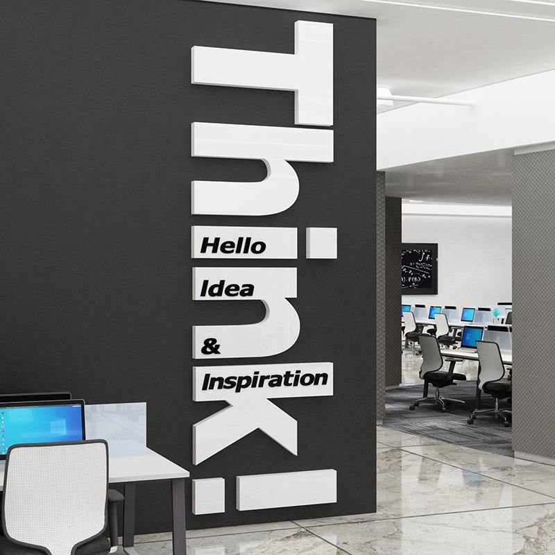 Tranh mica EPeBen dán tường nổi 3d hình Chữ Think Hello Idea decor trang trí Phòng Làm Việc, Phòng Gym, Phòng Học