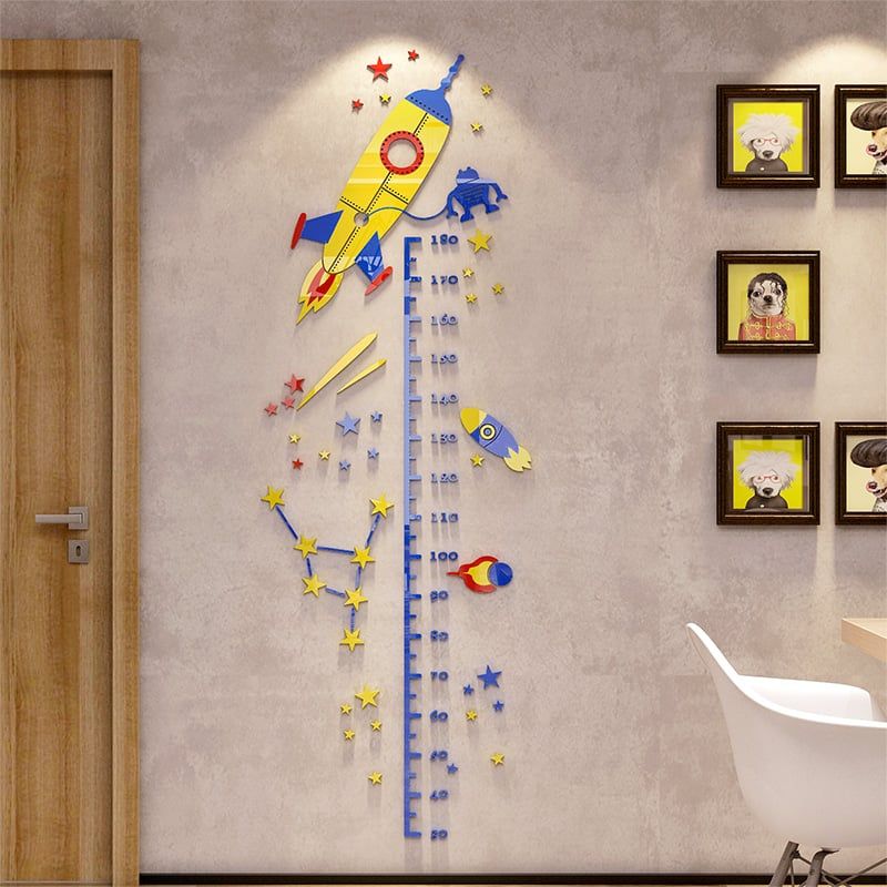 Tranh mica EPeBen dán tường nổi 3d hình Thước tàu vũ trụ giúp bé đo chiều cao cho bé decor trang trí phòng cho bé