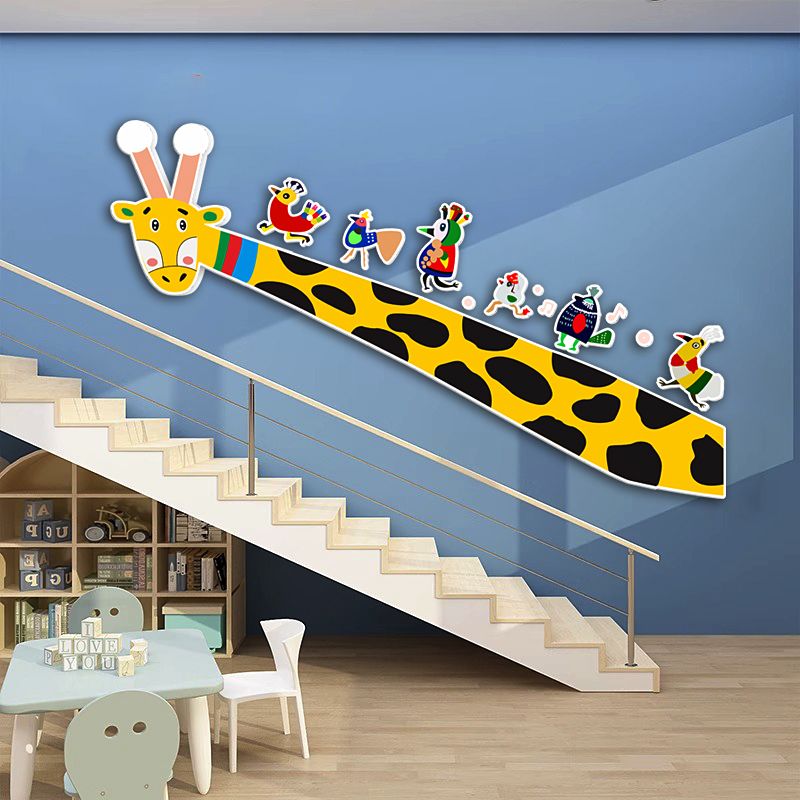 Tranh Fomex EPeBen dán tường nổi 3d Hình Hươu cao cổ và các bạn decor trang trí Phòng cho bé, Phòng khách, Mẫu giáo